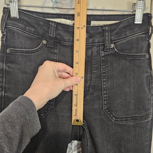 Pilcro and the Letterpress Anthropologie High Rise Moto Denim Leggings Black 25 - Picture 9 of 11